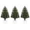 3ct. Pre-Lit Alexa Enabled Pathway Green Artificial Christmas Tree Set